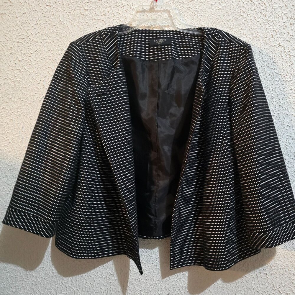 Talbots Womens Black & White Polka Dot Blazer‎ Jacket 14W